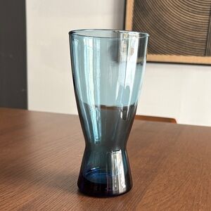 VINTAGE DOMINION GLASS - MCM Blue Glass Tumbler
